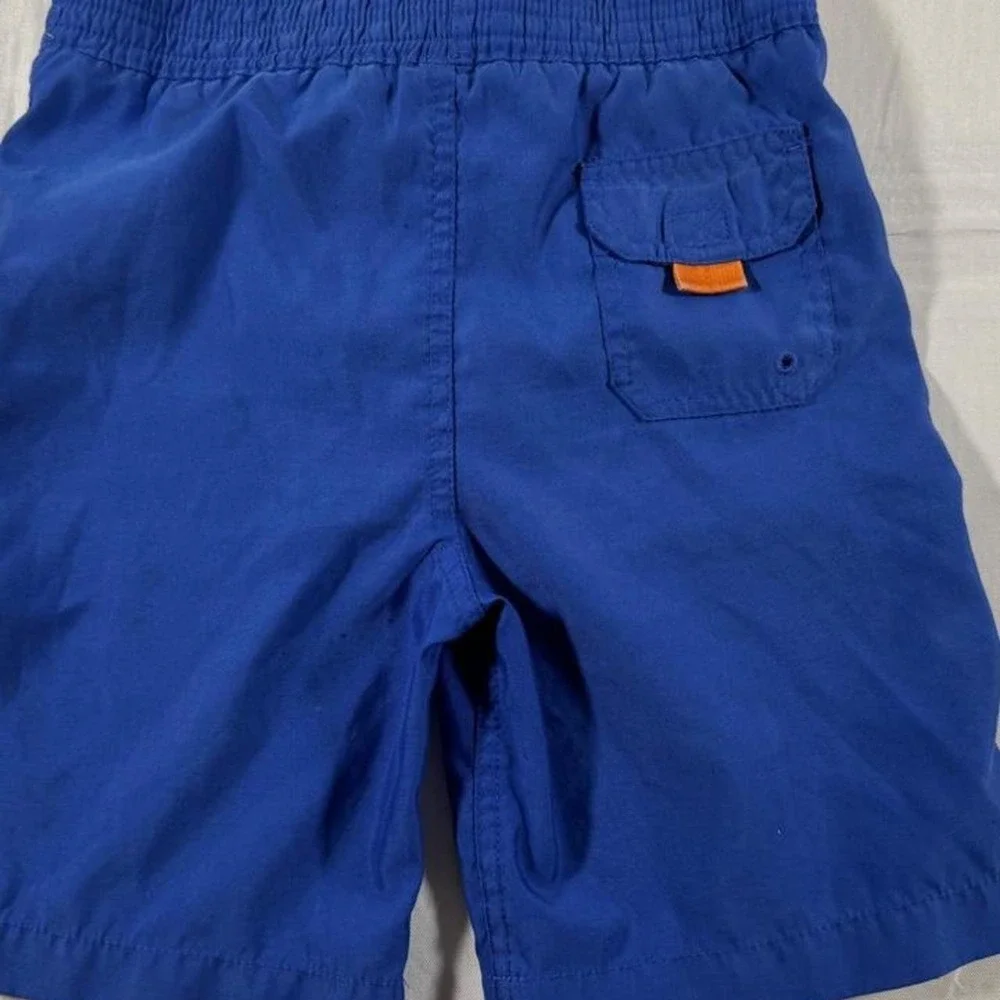 Polo Ralph Lauren Kids Blue Swim Trunks Orange Pony Mesh Lined Shorts 3/3T